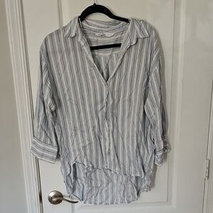 Zara Blue and White Striped Shirt